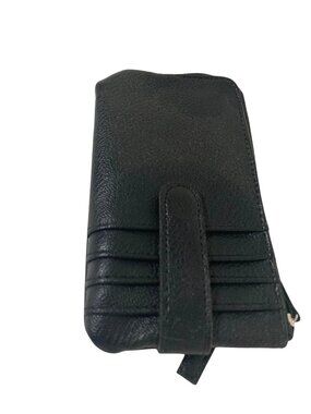 Black Faux Leather Cardholder coin Case Wallet 2 pockets 6x3.5